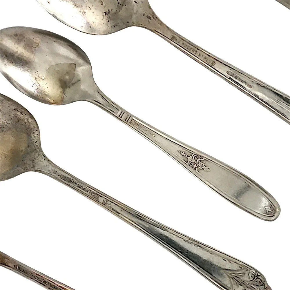 Vintage Mismatched Silverplate Spoons, Teaspoon, Sugar Spoon, etc., 5 pcs.